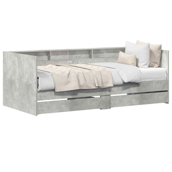 vidaXL Letto Giorno con cassetto Grigio 90 x 200 cm Legno multistrato