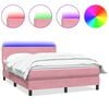 vidaXL Letto a Molle con Materasso e LED Rosa 160x210 cm in Velluto