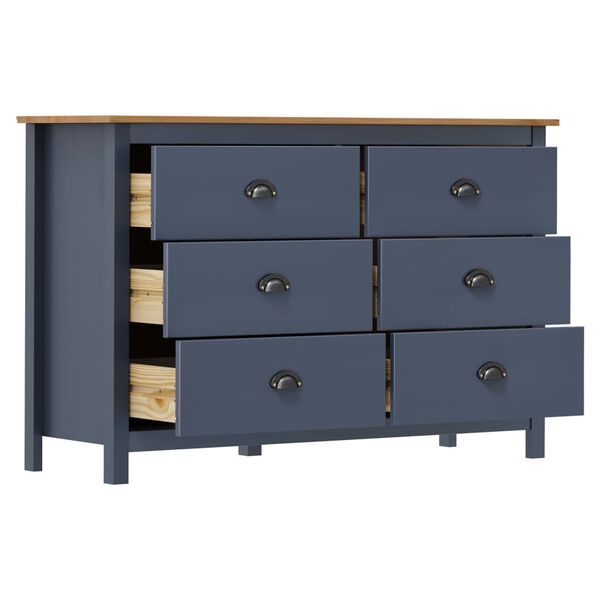vidaXL Credenza Hill Grigia 125x40x80 cm in Legno Massello di Pino