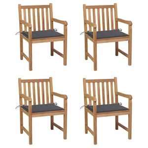 vidaXL Sedie da Giardino 4 pz con Cuscini Antracite Massello di Teak