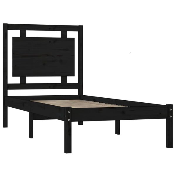 vidaXL Giroletto in Legno Massello Nero 75x190 cm Small Single