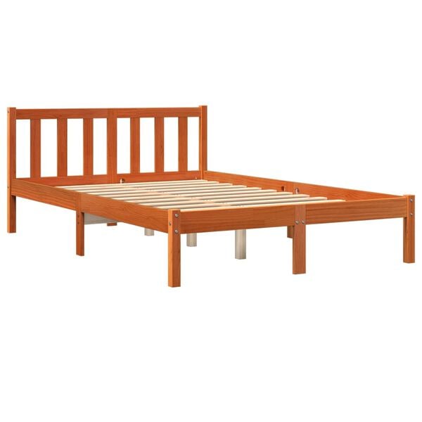 vidaXL Letto senza Materasso Marrone Cera 135x190 cm in Legno di Pino