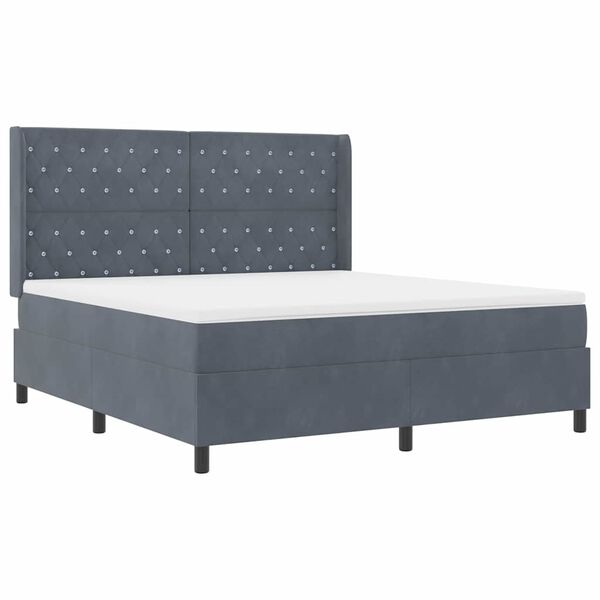 vidaXL Letto a molle con materasso Grigio scuro 180 x 200 cm Velluto