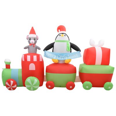 vidaXL Pinguino e Topo Gonfiabili sul Treno di Natale LED IP44 350 cm
