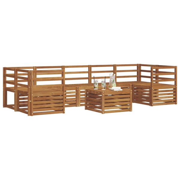 vidaXL Set divani 8 pcs Naturale Legno di Acacia Massello