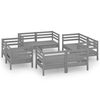 vidaXL Set Divani da Giardino 8 pz Grigio in Legno Massello di Pino