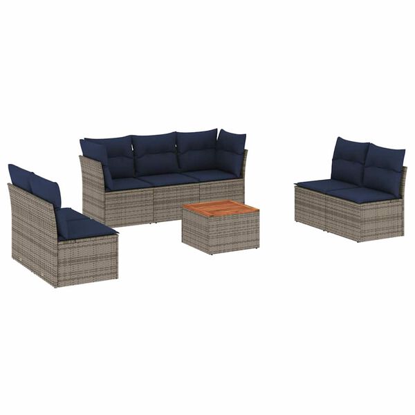 vidaXL Set Divani da Giardino 8 pz con Cuscini Grigio in Polyrattan