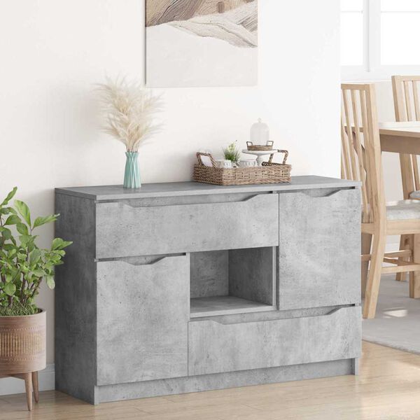 vidaXL Credenza Grigio cemento 100 x 30 x 65,6 Legno multistrato