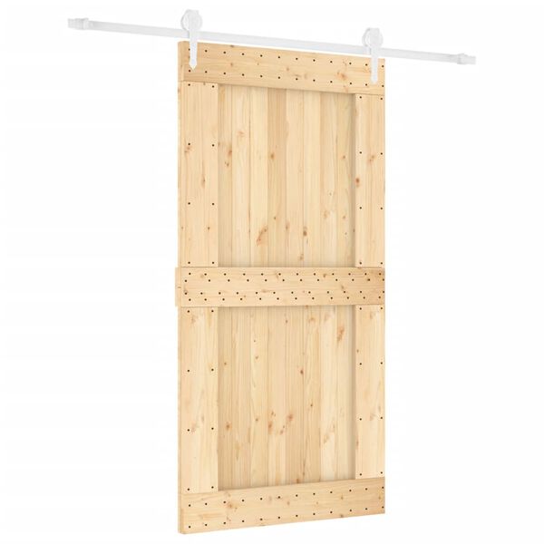 vidaXL Porta Scorrevole con Set Hardware 100x210cm Legno Massello Pino