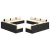 vidaXL Set Divani da Giardino 12 pz con Cuscini in Polyrattan Nero