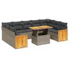 vidaXL Set Divano da Giardino 10 pz con Cuscini Grigio in Polyrattan