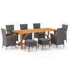 vidaXL Set Mobili da Pranzo per Giardino 9 pz Grigio