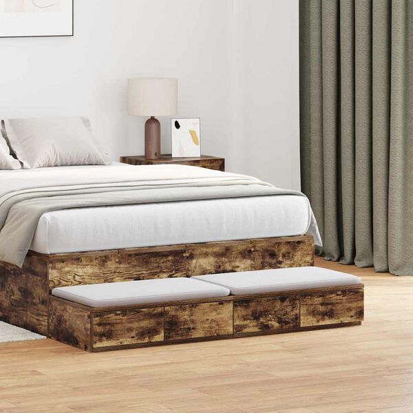 vidaXL Cassetti per letto Rovere fum&eacute; 120 x 36,5 x 16,5 cm
