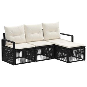 vidaXL Set Divano da Giardino 4 pz Nero polyrattan