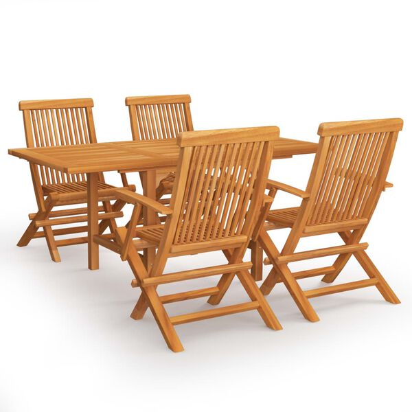 vidaXL Set da Pranzo da Giardino 5 pz in Legno Massello di Teak