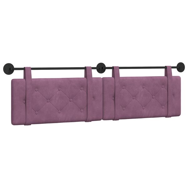 vidaXL Testata appesa Montaggio a parete Viola 190 x 55 x 5 cm Velluto