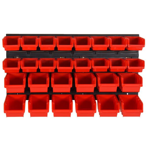vidaXL Set da Officina 30 pz Rosso e Nero 77x39 cm in Polipropilene