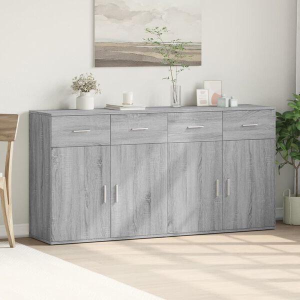 vidaXL Credenze 2 pz Grigio Sonoma 79x38x80 cm in Legno Multistrato