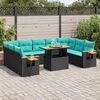 vidaXL Set Divani Giardino 10pz con Cuscini Nero in Polyrattan Acacia