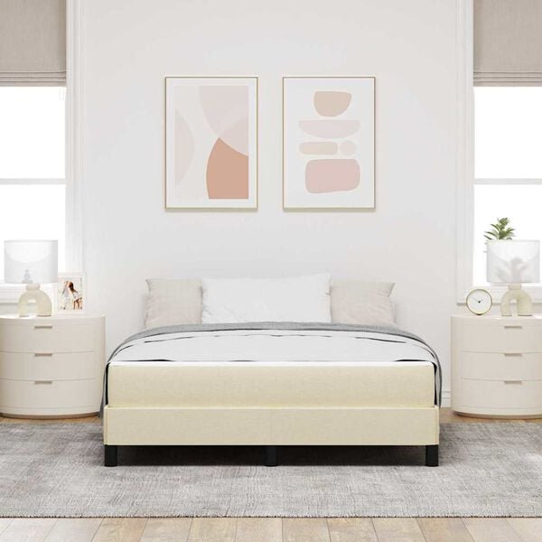 vidaXL Letto a molle con materasso Crema 140 x 200 cm Tessuto