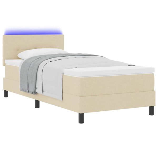 vidaXL Letto a molle con materasso con led Crema 90 x 190 cm Tessuto