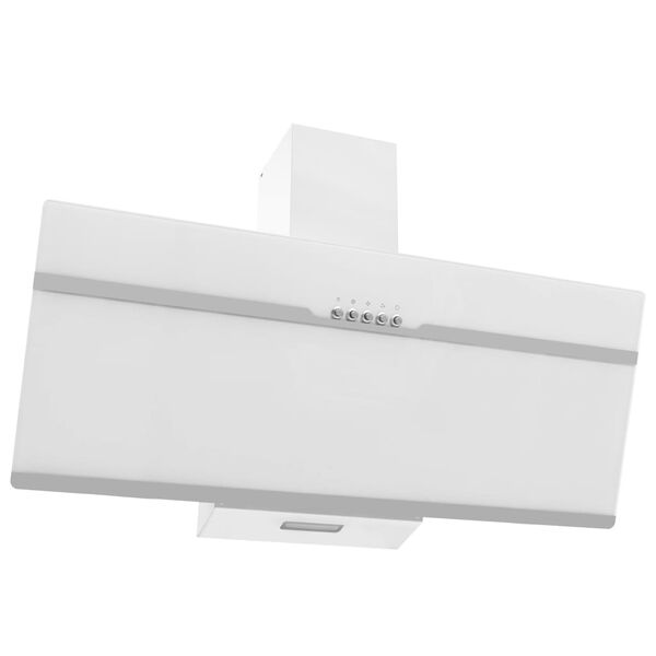 vidaXL Cappa a Parete 90 cm in Acciaio Inox e Vetro Temperato Bianco