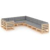vidaXL Set Salotto Giardino 9 pz Cuscini Antracite Legno Massello Pino