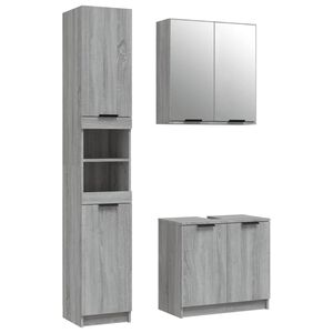 vidaXL Set Mobili da Bagno 3 pz Grigio Sonoma in Legno Multistrato