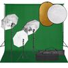 vidaXL Kit per Studio Fotografico con Set Luci, Fondale e Riflettore