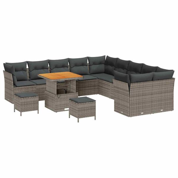 vidaXL Set Divano da Giardino 13 pcs Grigio polyrattan