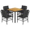 vidaXL Set da Pranzo da Giardino 5 pz Nero con Cuscini in Polyrattan