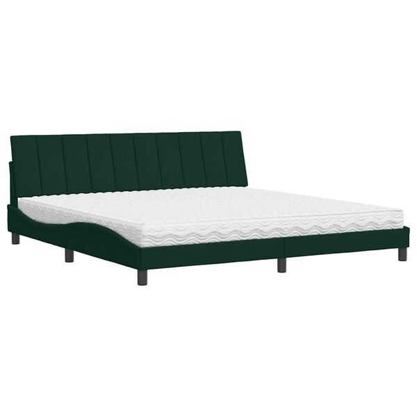 vidaXL Letto con Materasso Hanko Verde Scuro 200x200 cm Velluto