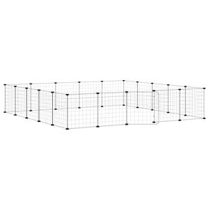 vidaXL Gabbia per Animali 20 Pannelli con Porta Nera 175x175x35 cm Acciaio