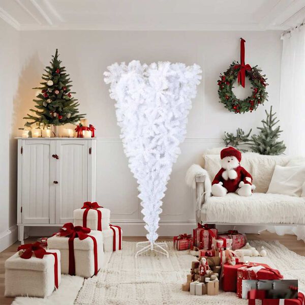 vidaXL Albero di Natale Artificiale Capovolto con Base Bianco 180 cm