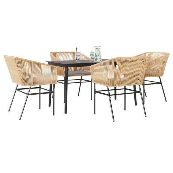 vidaXL Set da Pranzo da Giardino 5pz con Cuscini Polyrattan Vetro