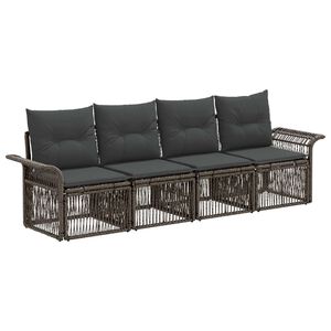 vidaXL Set Divano da Giardino 4 pz Grigio polyrattan