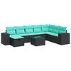 vidaXL Set Divani da Giardino 9 pz con Cuscini Nero in Polyrattan