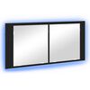 vidaXL Armadio Specchio LED Rovere Nero 100 x 12 x 45 cm
