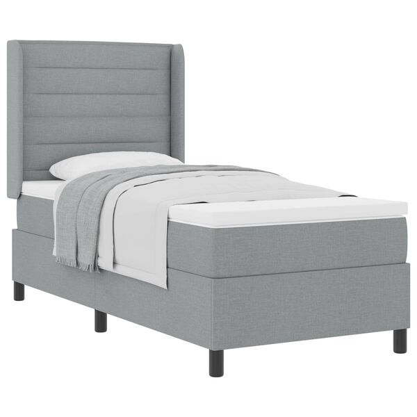 vidaXL Letto a molle con materasso Grigio chiaro 200 x 100 cm Tessuto