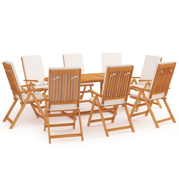 vidaXL Set da Pranzo da Giardino 9 pz con Cuscini in Legno di Teak