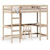 vidaXL Letto Soppalco con Scrivania 100x200 cm Legno Massello Pino