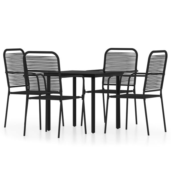 vidaXL Set Mobili da Pranzo per Giardino 5 pz Nero