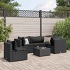 vidaXL Set Mobili da Giardino 6 pz con Cuscini in Polyrattan Nero