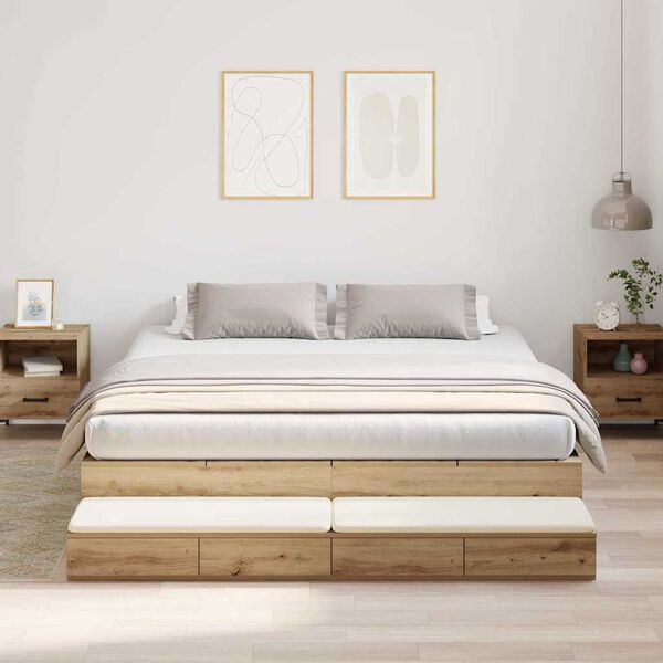 vidaXL Struttura letto con contenitore con cassetto rovere artigianale