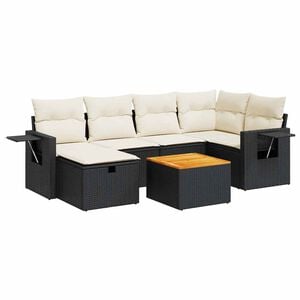 vidaXL Set Divani da Giardino con Cuscini 7pz Nero Polyrattan