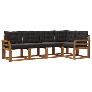 vidaXL Set di divani da esterno 5 pz Naturale e Nero