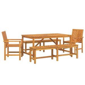 vidaXL Set da Pranzo per Giardino 5 pcs Marrone
