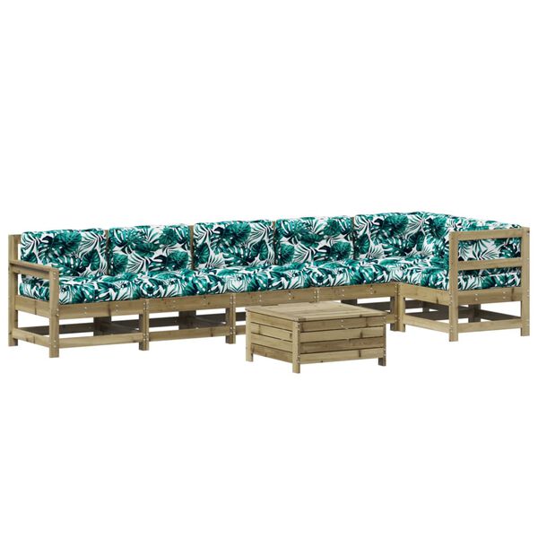 vidaXL Set Divani da Giardino 7pz con Cuscini Legno Impregnato di Pino