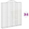 vidaXL Cesti Gabbioni ad Arco 4 pz 200x30x220/240 cm Ferro Zincato