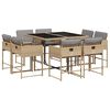 vidaXL Set Pranzo da Giardino 9 pz con Cuscini Beige Misto Polyrattan
